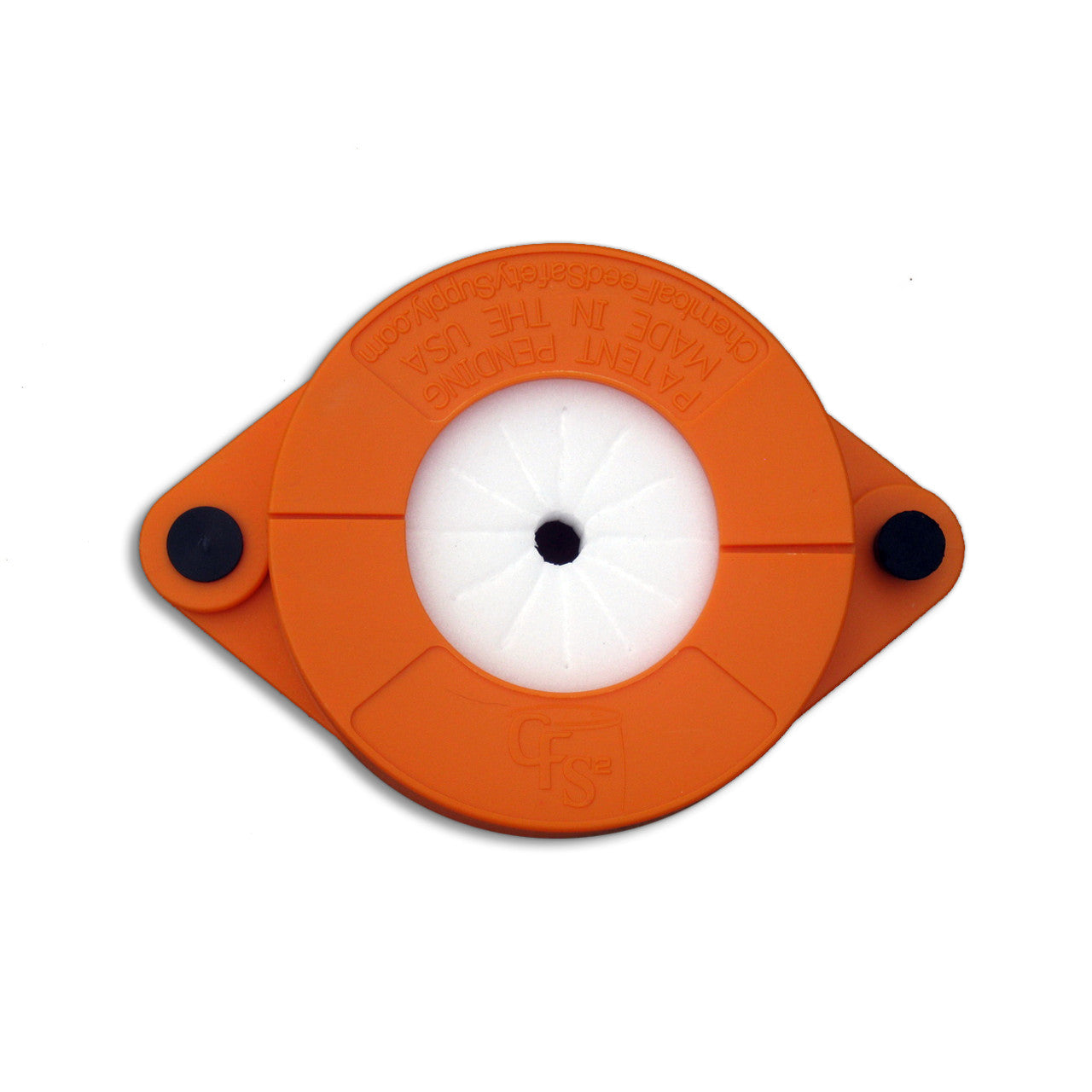 Drum Feed Safety Clamp, Flexible Size White Chemical Filter, Orange (CFS-1117)