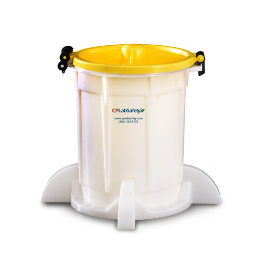 Bench Top Solid Waste Container + Secondary Container with Base, 5L, Yellow Lid