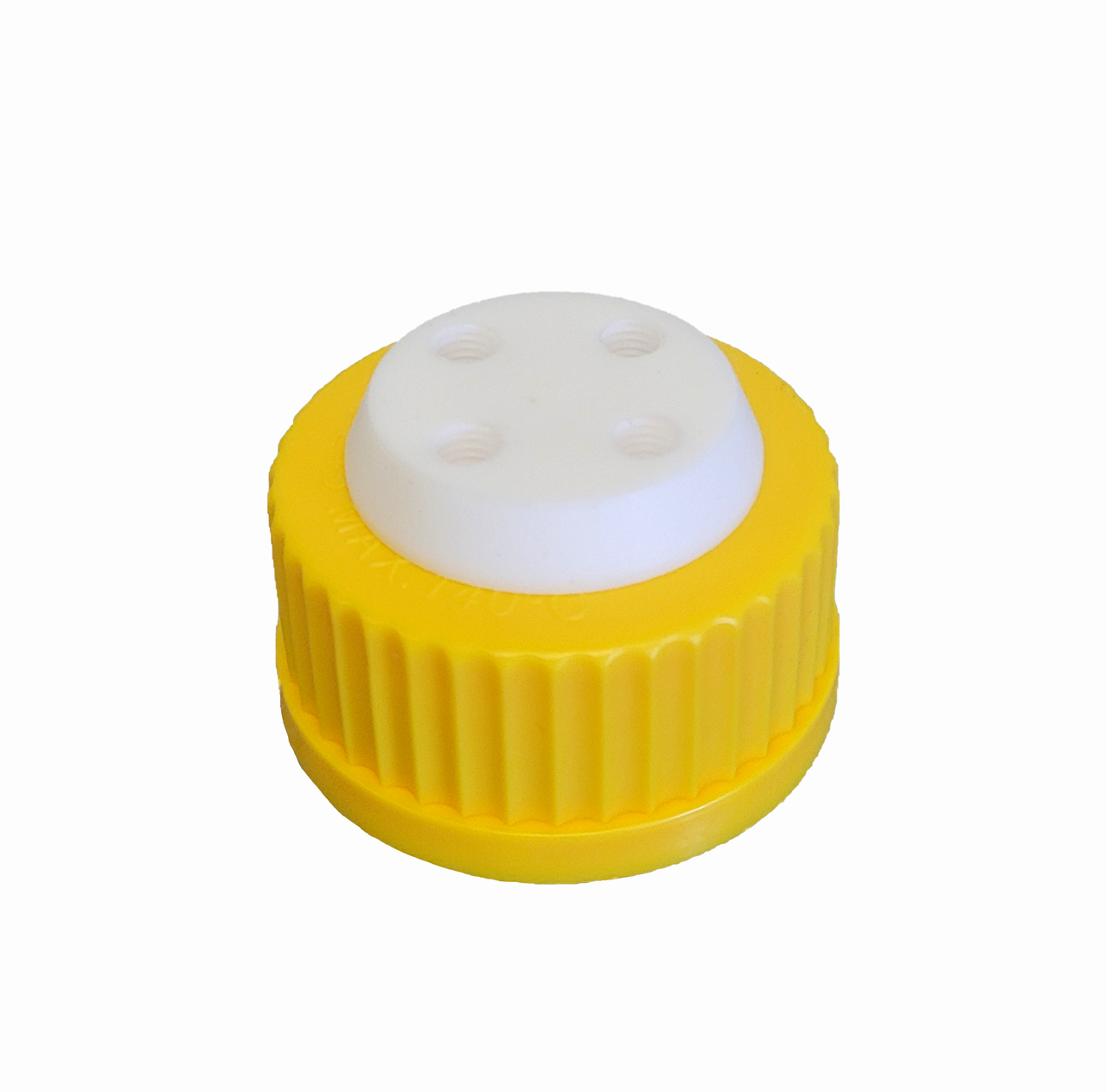 4-Port Solvent Delivery Port Cap Kit for GL45 Media Bottles, Yellow, with Plugs (ALW-GL45-4KIT)