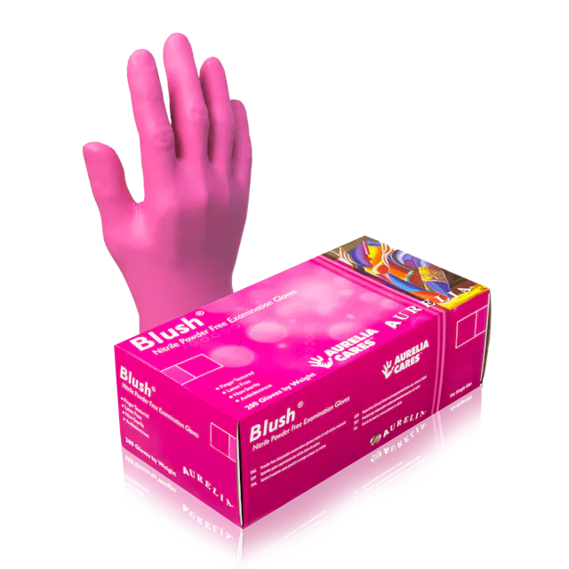 Blush Nitrile Powder-Free Gloves, pink