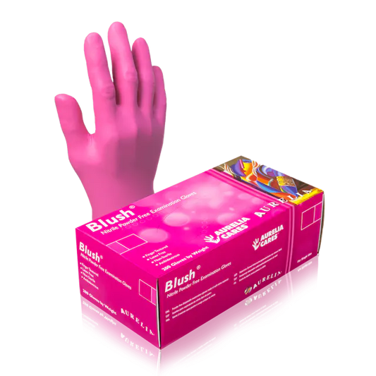 Blush Nitrile Powder-Free Gloves, pink