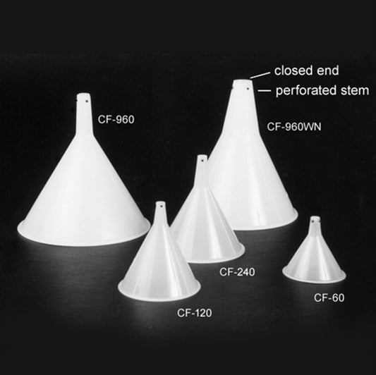 Chromatography Funnel, HDPE 120mL: 88mm W x 95mm H (Stem, 9mm OD x 22mm L) (CF-120)