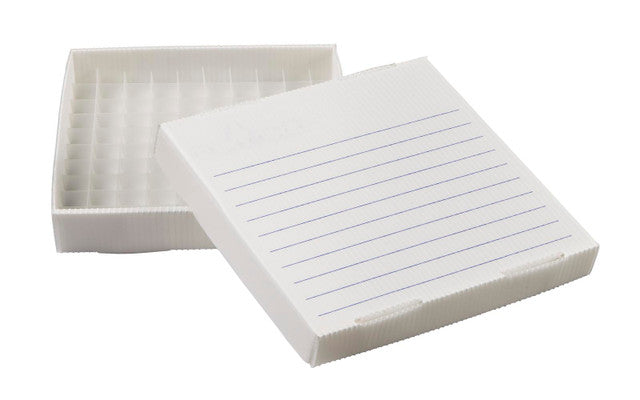 Corrugated Polypropylene Freezer Box, 100-Place, Squat Vial, Natural (120428)