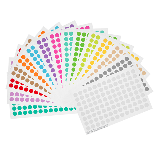 Cryogenic Color Dots – 0.354″ / 9mm - 15 Assorted Colors (LT-9A)