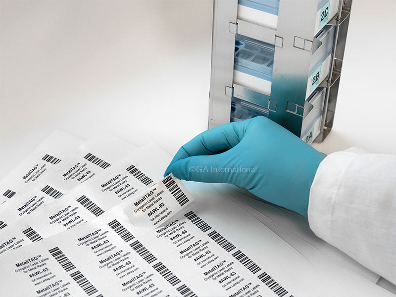 Cryogenic Laser Labels for Metal Racks (US Letter Size) – 2″ x 1.125″ (AWL-63WH)
