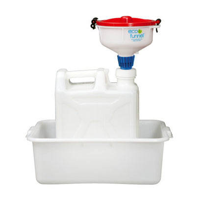 8" ECO Funnel System, 20 Liter HDPE Rectangular Carboy, 70mm Nalgene®, Secondary Container, Various Lid Colors (EF-30020C-SYS)