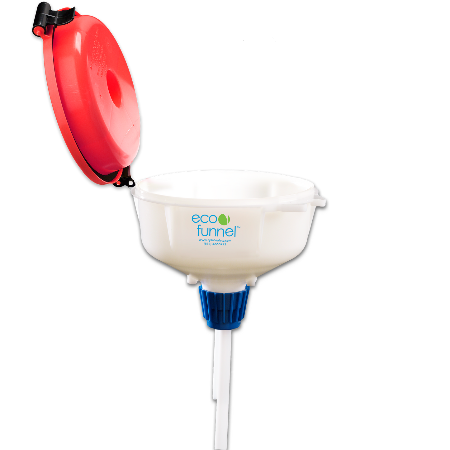 8" ECO Funnel with 38-430 cap adapter, Red Lid