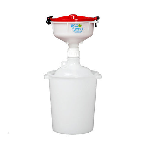 8" ECO Funnel System, 8 Liter Heavy LDPE Carboy, 100mm Nalgene® Cap adapter, Secondary Container, Various Lid Colors (EF-3008C-SYS)