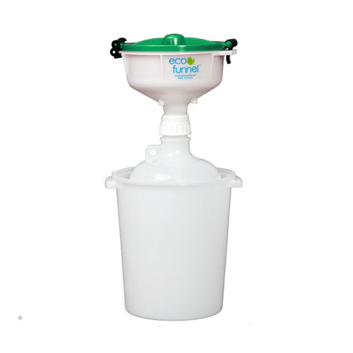 8" ECO Funnel System, 8 Liter Heavy LDPE Carboy, 100mm Nalgene® Cap adapter, Secondary Container, Various Lid Colors (EF-3008C-SYS)