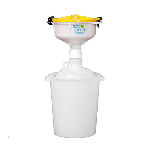 8" ECO Funnel System, 8 Liter Heavy LDPE Carboy, 100mm Nalgene® Cap adapter, Secondary Container, Various Lid Colors (EF-3008C-SYS)