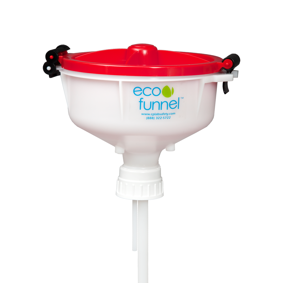 8" ECO Funnel with 53B Nalgene® cap adapter, Red Lid