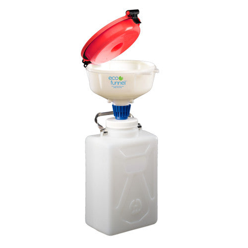 8" ECO Funnel System, 9 Liter HDPE Rectangular Carboy, 100mm Nalgene® Cap adapter, Various Lid Colors (EF-3009-SYS)