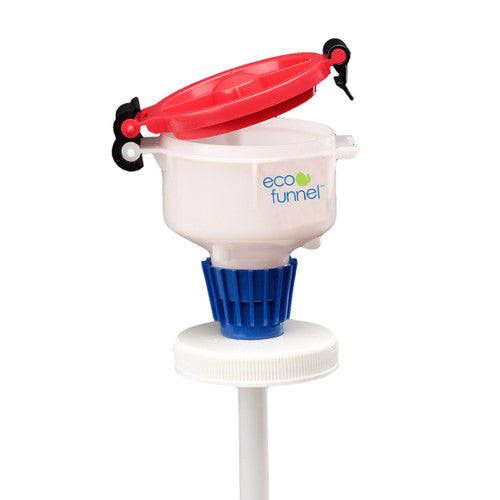 4" ECO Funnel with 100mm Nalgene® cap adapter, Red or Yellow Lid (EF-4-3009)