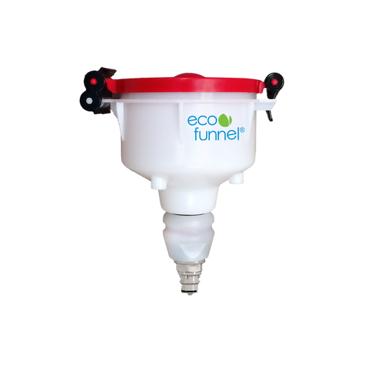 4" ECO Funnel with Polypropylene Quick Disconnect adapter, Red Lid