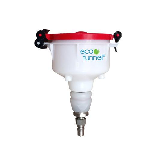 4" ECO Funnel with Stainless Steel Quick Disconnect adapter, Red Lid