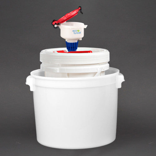 4" ECO Funnel System, 5 gal UN Certified Pail, Secondary Container, Red Lid (EF-4-38-FPLC-SYS)