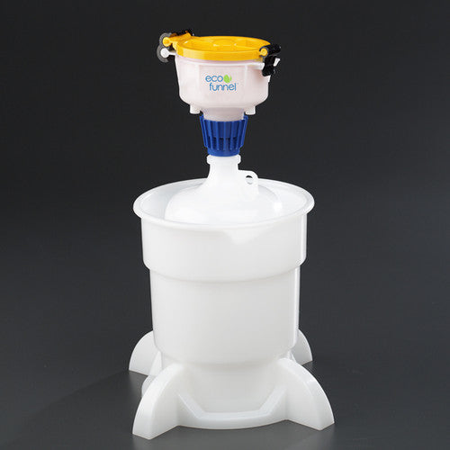 4" ECO Funnel System, 4 Liter LDPE Bottle (38-430), Secondary Container with Base, Red or Yellow Lid (EF-4-38-SYS)