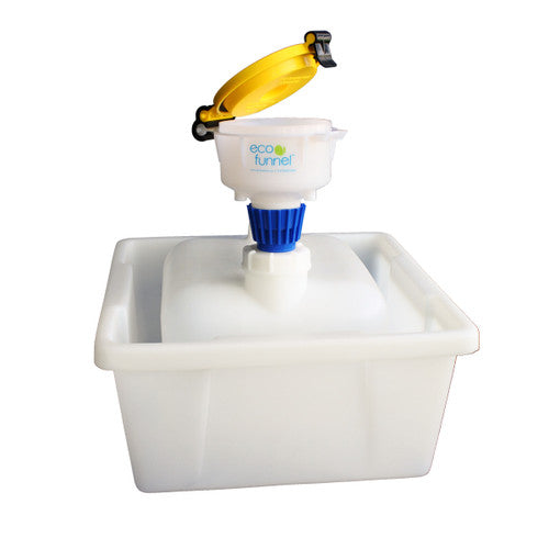 4" ECO Funnel System, 2.5 gallon Low Profile Square Carboy, HDPE 63mm, Secondary Container, Red or Yellow Lid (EF-4-63C-SYS)