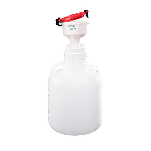 4" ECO Funnel System, 10 Liter LDPE Carboy, Nalgene® LDPE, 83B, Red Lid (EF-4-83B-SYS)