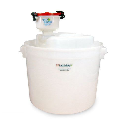 4" ECO Funnel System, 20 Liter Rectangular Drum, 70mm cap adapter, Secondary Container, Red Lid (EF-4-SWC-SYS)