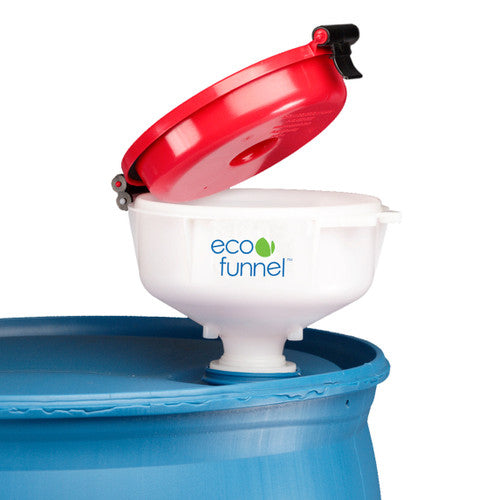 8" ECO Funnel System, 15 gallon Blue drum, fine thread 2" NPT screw cap adapter, Various Lid Colors (EF-4716-1P-SYS)