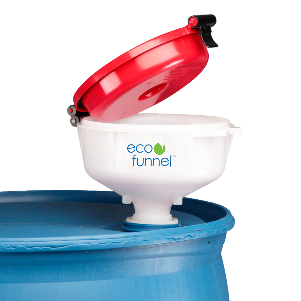 8" ECO Funnel with 2" Buttress/ Coarse thread cap adapter, Red Lid