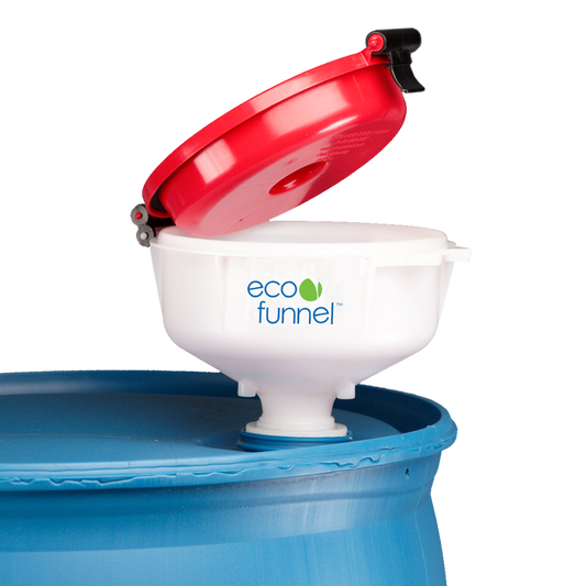 8" ECO Funnel with 2" Buttress/ Coarse thread cap adapter, Red Lid