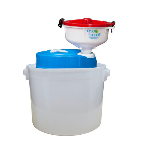 8" ECO Funnel System, 5 Gallon Drum, Blue, FS70, Secondary Container, Various Lid Colors (EF-8-FS70C-SYSB)