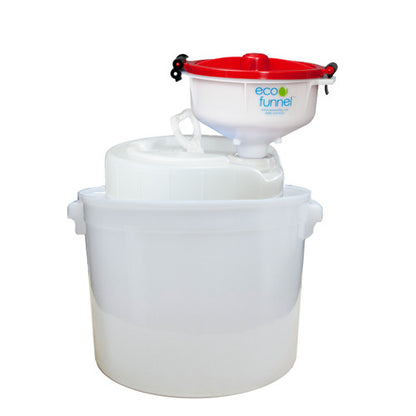 8" ECO Funnel System, 5 Gallon Drum, Natural, FS70, Secondary Container, Various Lid Colors (EF-8-FS70C-SYS)