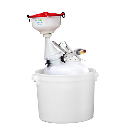 8" ECO Funnel System, Justrite® 5 Gal Poly Safety Can, Secondary Container, Various Lid Colors (EF-8-Justrite-B5C-SYS)