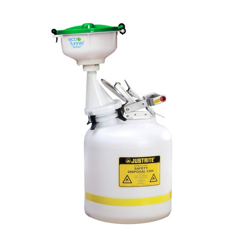 8" ECO Funnel System, Justrite® 5 Gal Poly Safety Can, Various Lid Colors (EF-8-Justrite-B5-SYS)