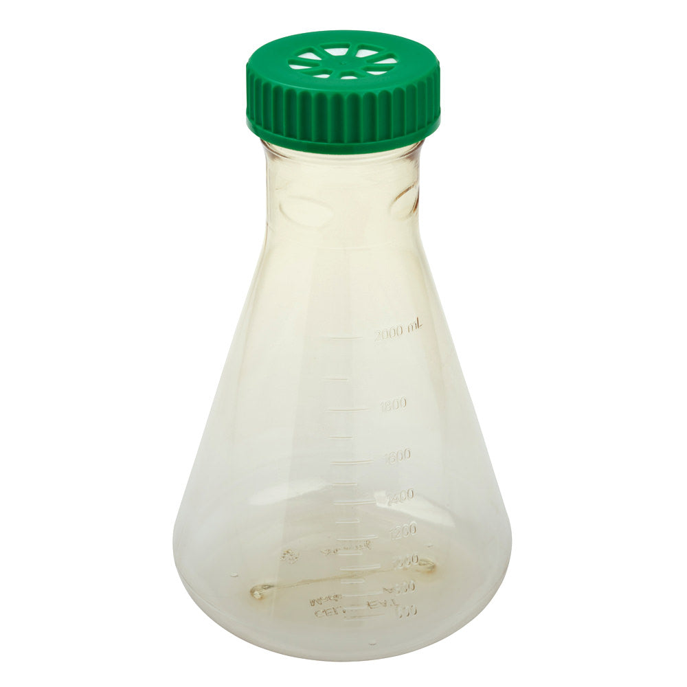 2L Erlenmeyer Flask, Vent Cap, Plain Bottom, Polycarbonate