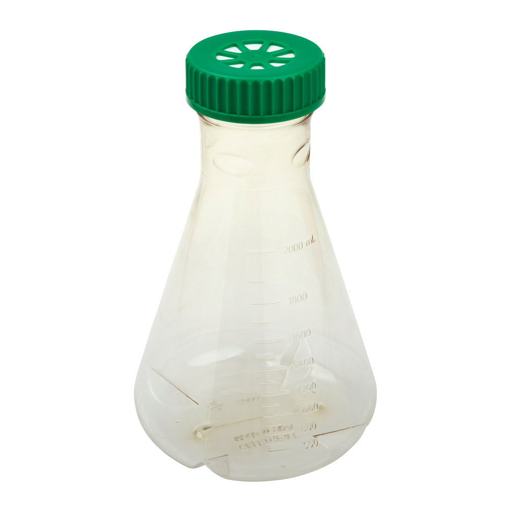 2L Erlenmeyer Flask, Vent Cap, Baffled Bottom, Polycarbonate