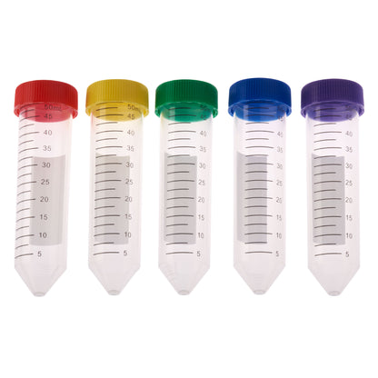 50mL Centrifuge Tube, Assorted Color Cap - Bag, Sterile, Case of 500 (230421A)