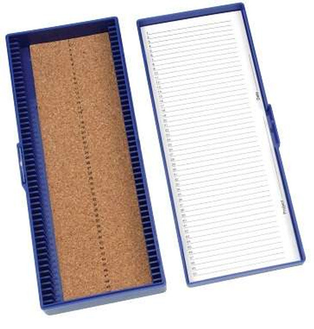 Premium Microscope Slide Box, 50-Place, blue