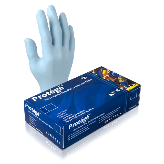 Protege glove box with blue glove