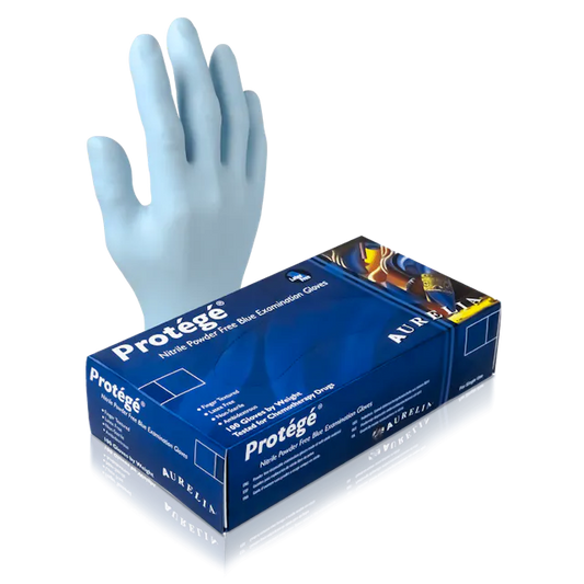 Protege glove box with blue glove