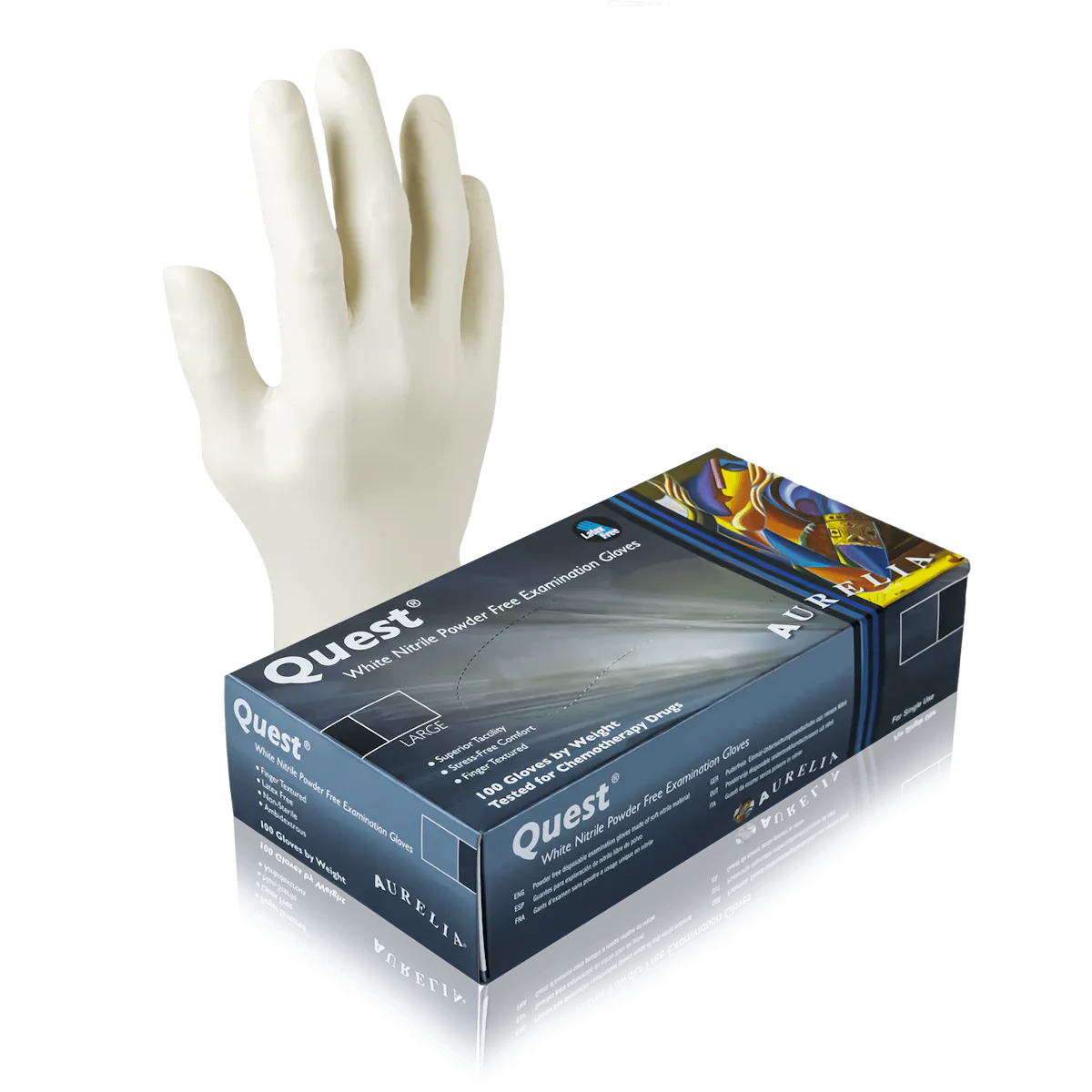 Quest Nitrile Powder-Free Gloves, white