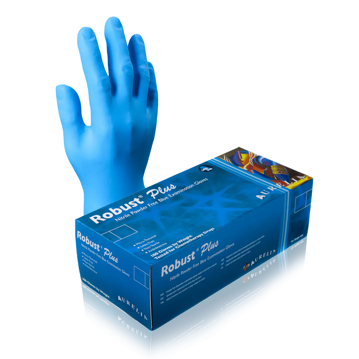 Robust Plus Nitrile Powder-Free Gloves, blue