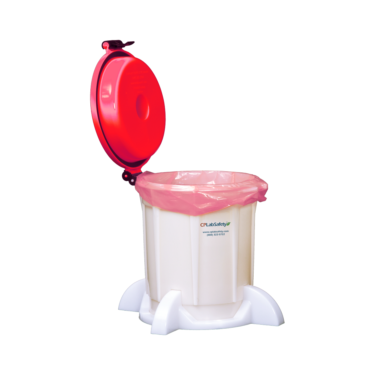 Bench Top Solid Waste Container + Secondary Container with Base, 5L, Red Lid