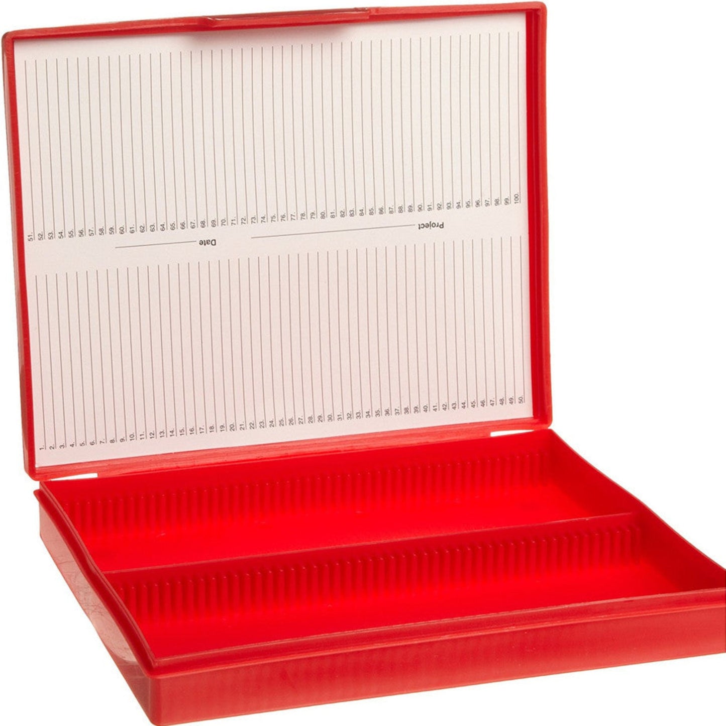 Standard Microscope Slide Boxes, red, 100 spaces