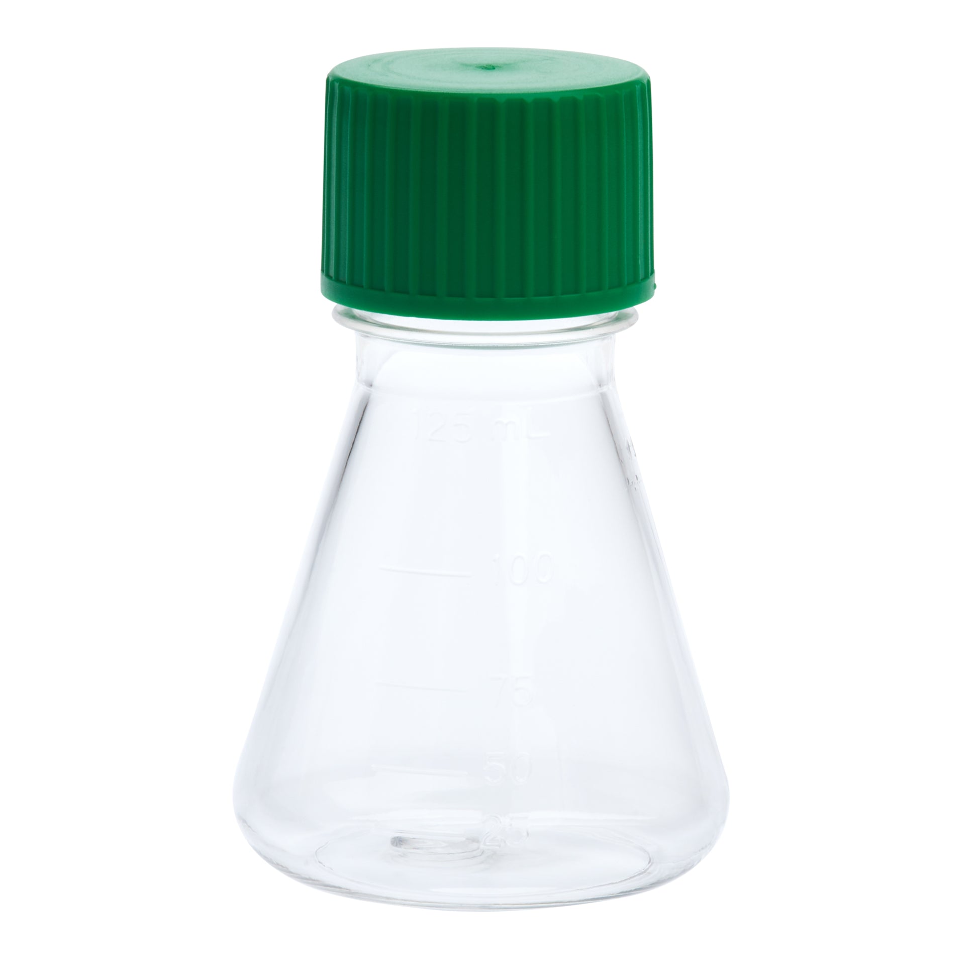 125mL Erlenmeyer Flask, Solid Cap, Plain Bottom, PETG