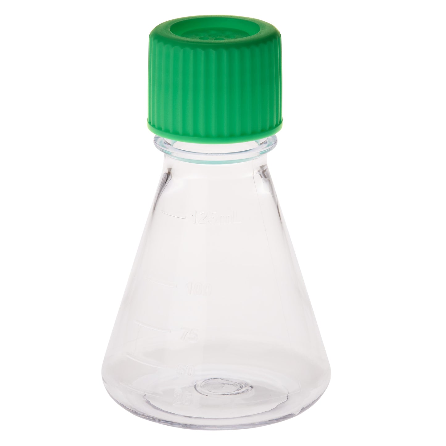 125mL Erlenmeyer Flask, Vent Cap, Plain Bottom, PC