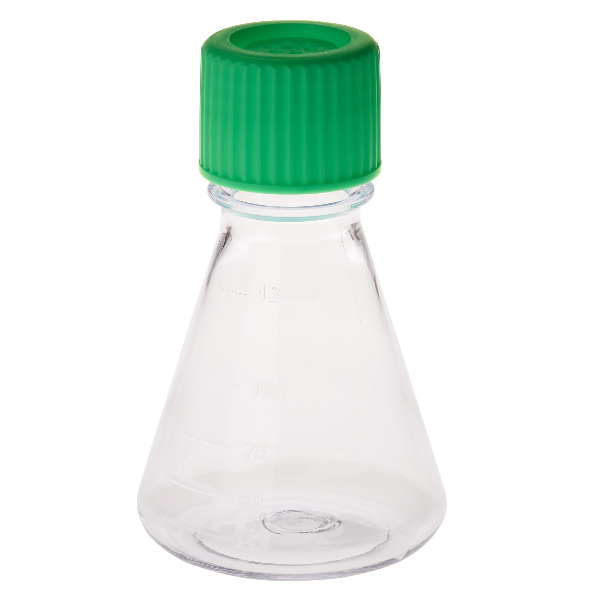 125mL Erlenmeyer Flask, Vent Cap, Plain Bottom, PC