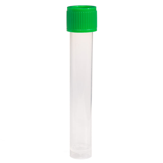 12mL Transport Tube, Green Cap - Bag, Sterile, Case of 500 (230417)