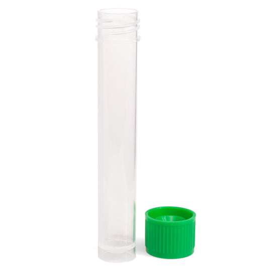 12mL Transport Tube, Green Cap - Bag, Sterile (Tubes and Caps Packed Separately), Case of 500 (230418)